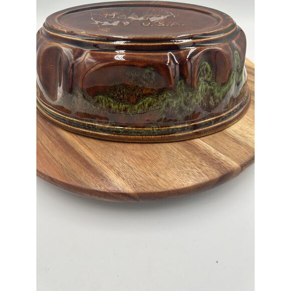 Vintage Haeger Pottery Oval Baking Dish Brown Green Drip Glaze 12" USA Marked - Picture 9 of 13